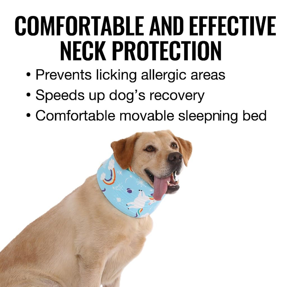 LovinPet recovery collar blue starlight prints, soft outer layer for skin-friendly wear.