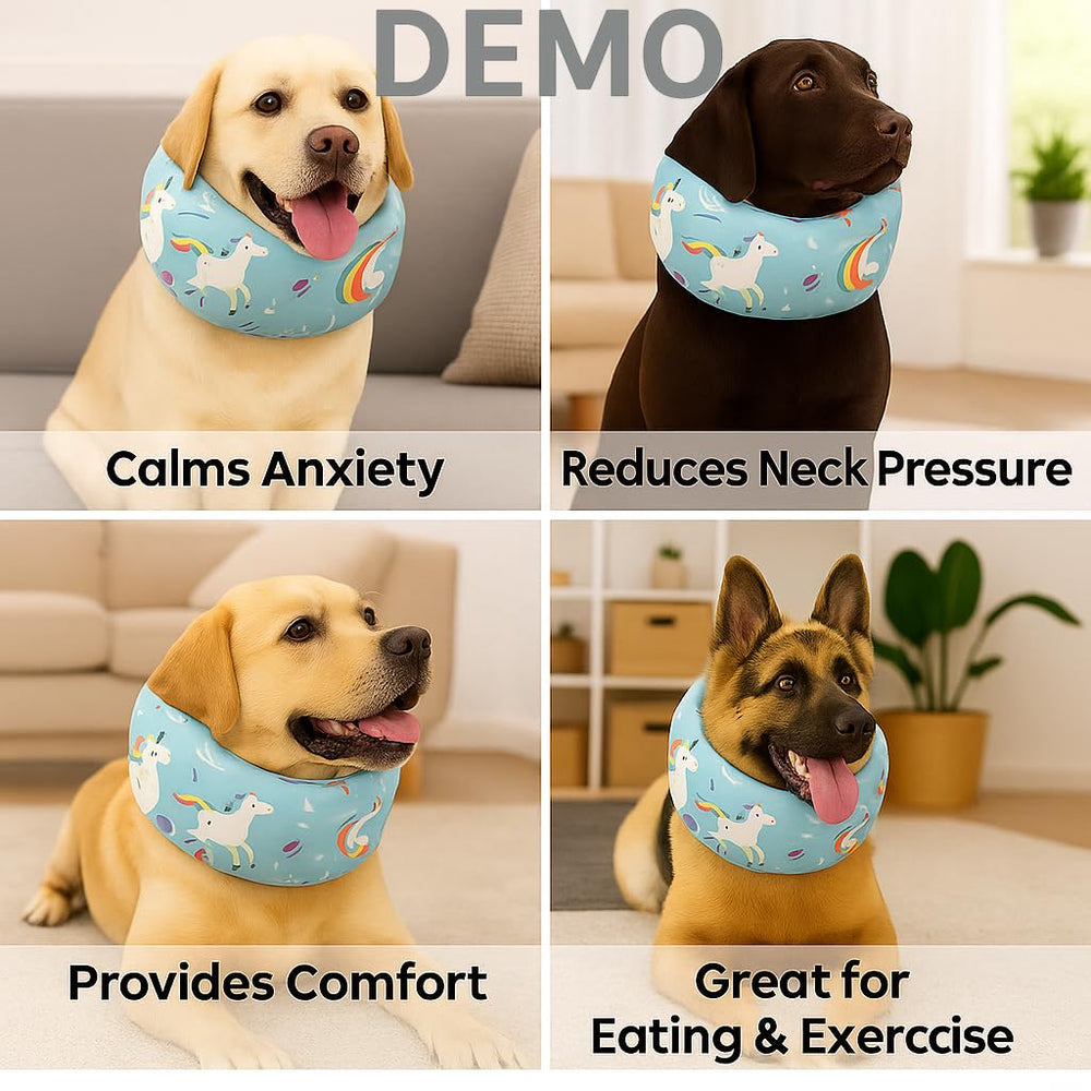LovinPet recovery collar blue starlight prints, washable design for easy upkeep.