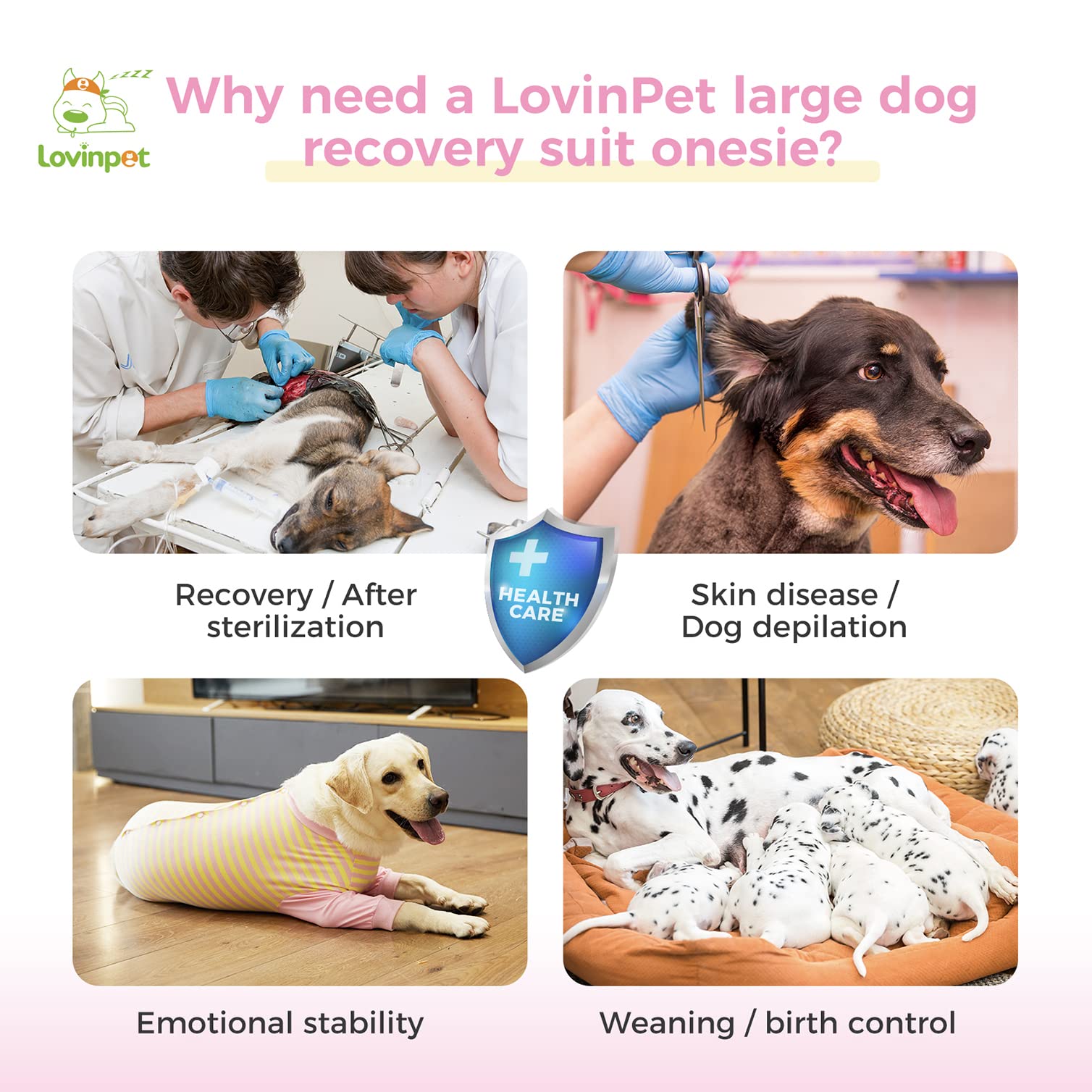LovinPet dog recovery suit abdomen cut for male dogs eases defecation