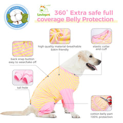 LovinPet dog recovery suit button closure enables quick on/off wear