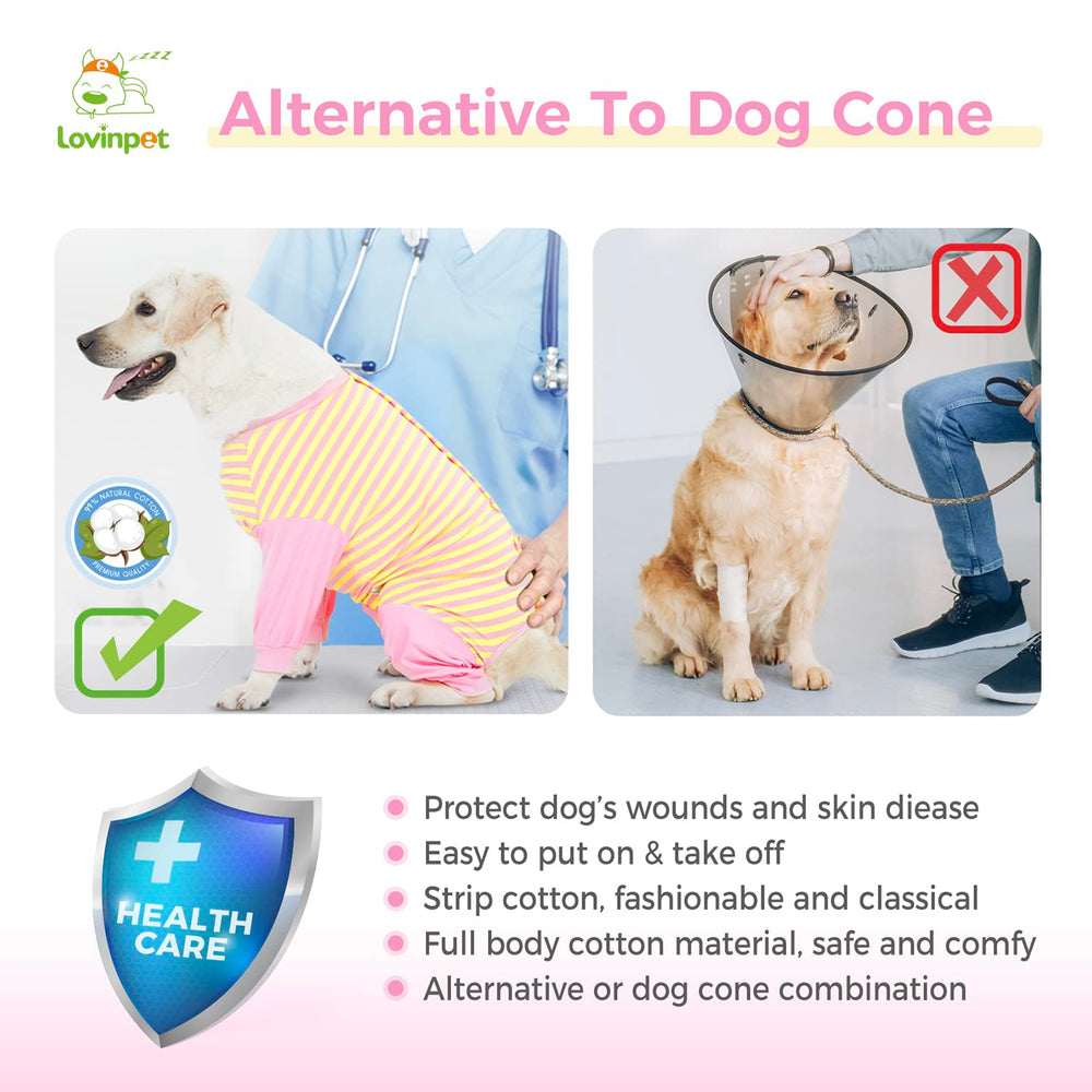 LovinPet dog recovery suit collar-compatible design protects while wearing a collar