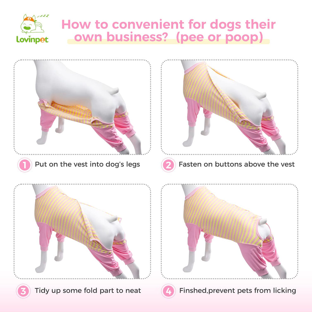 LovinPet dog recovery suit size guide shows versatile big-dog fits