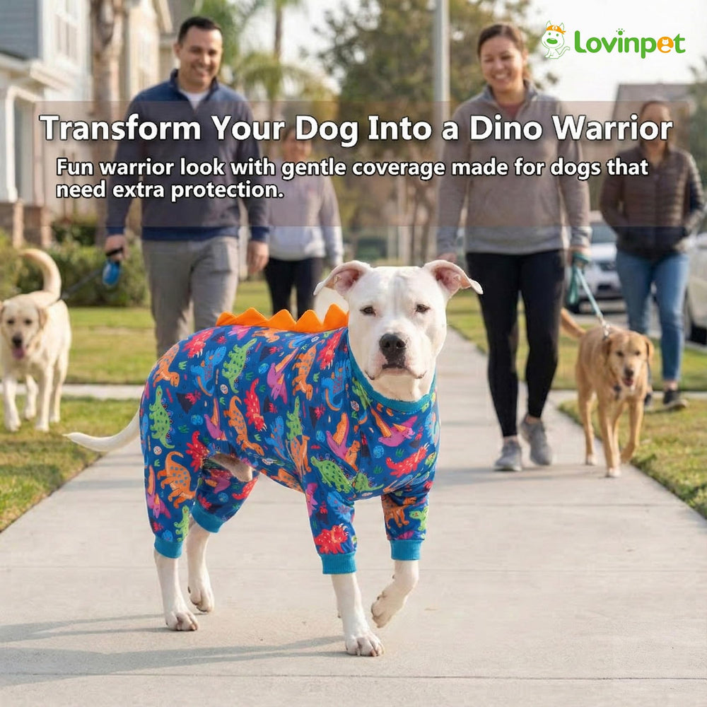 LovinPet easy-care dino print pajama, machine washable and quick-dry.