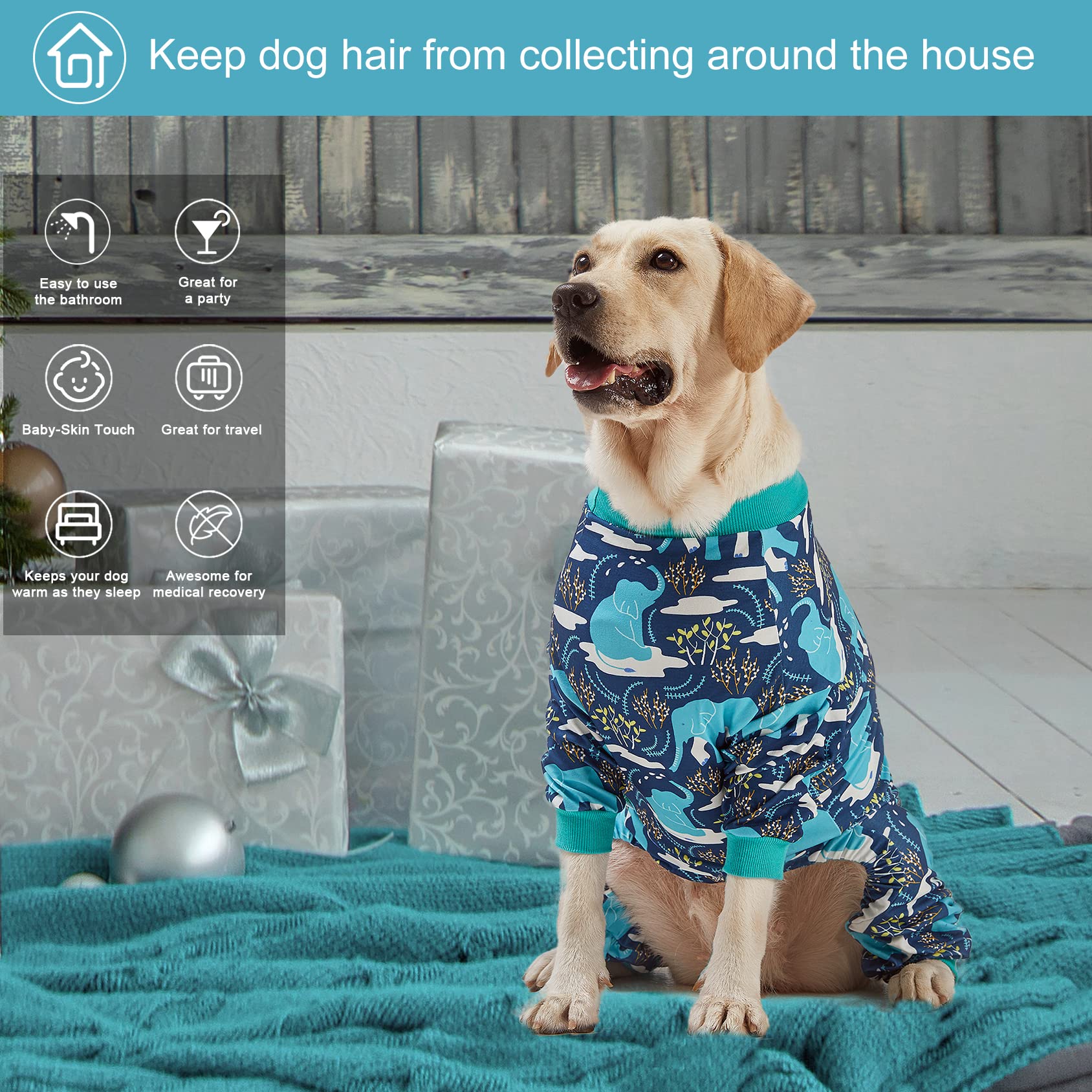 LovinPet easy-on-off dog pajama speeds dressing.
