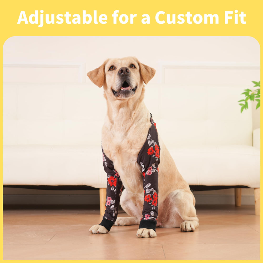 LovinPet elbow protector dog application demonstrates simple, secure wear.