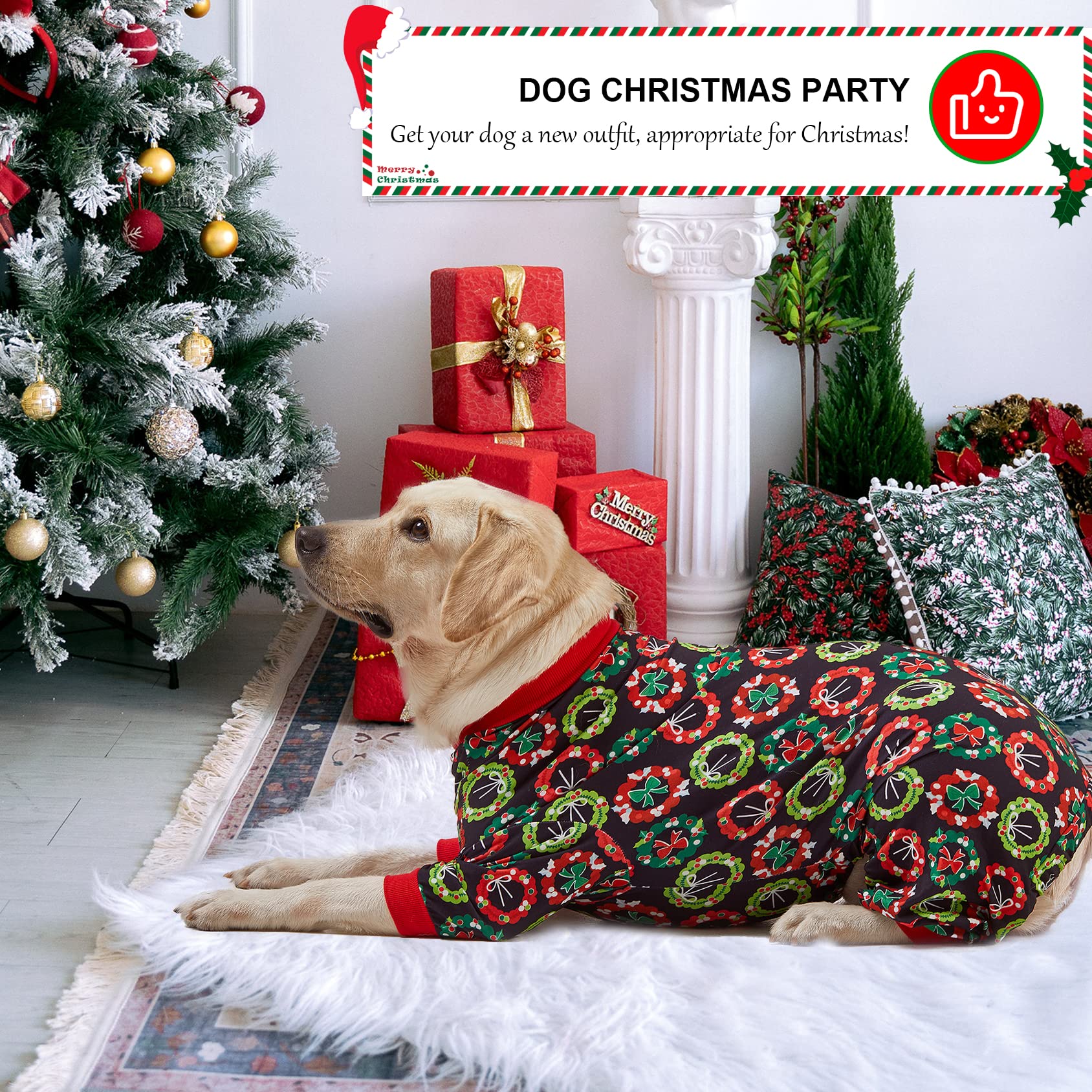 LovinPet festive dog fashion with wreath print adds holiday style.