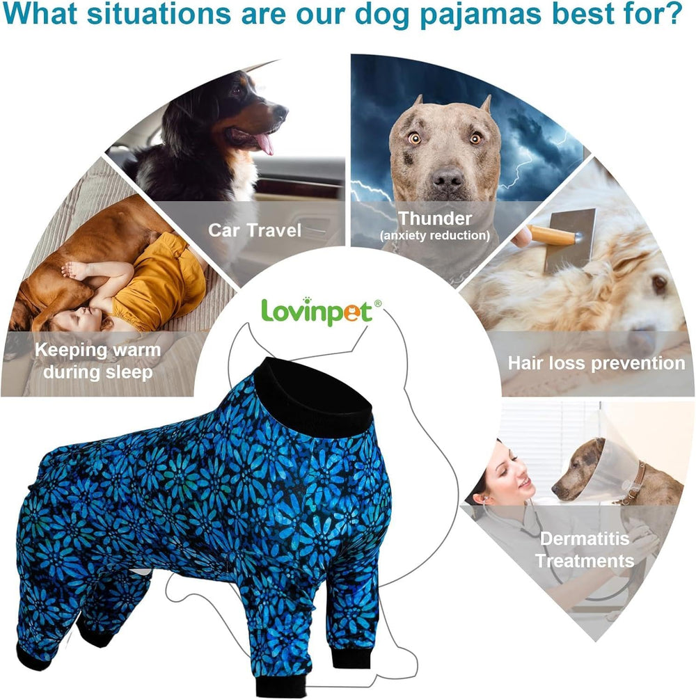 LovinPet floral nightshade jumpsuit demonstrates protective coverage and warmth.
