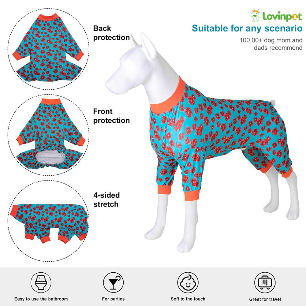 LovinPet floral-print fabric detail; mint and dark coral design for stylish pups.