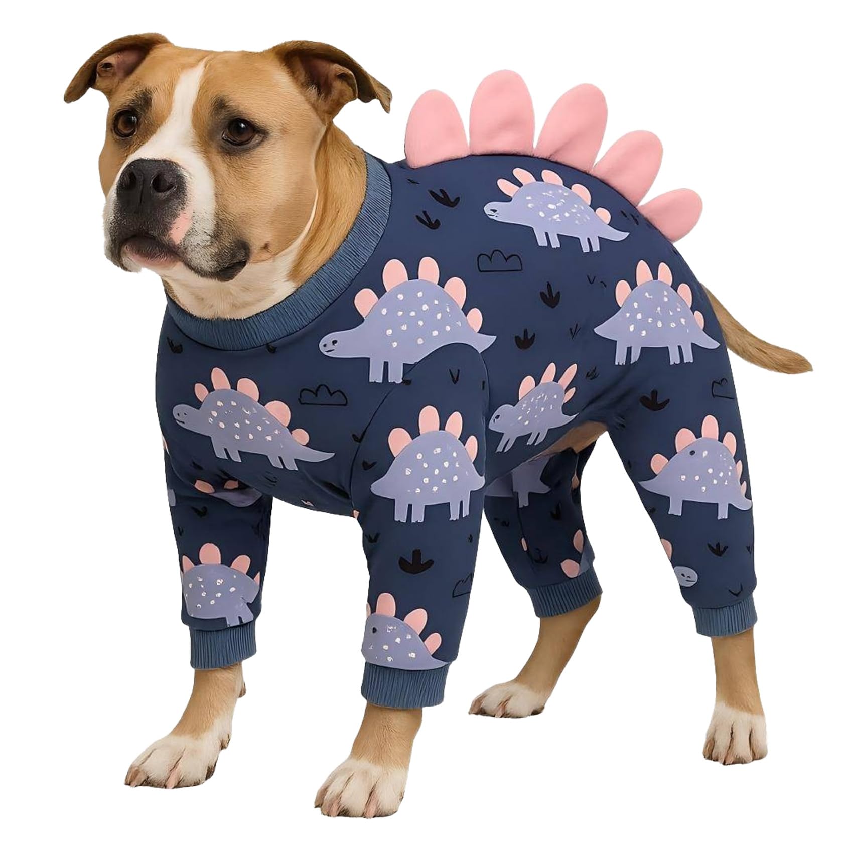 LovinPet four-leg onesie front view for anxiety relief and snug fit.