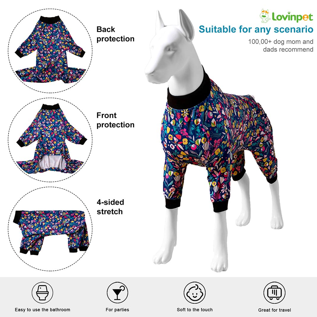 LovinPet giant-dog-onesie full-coverage keeps dogs warm during lounging