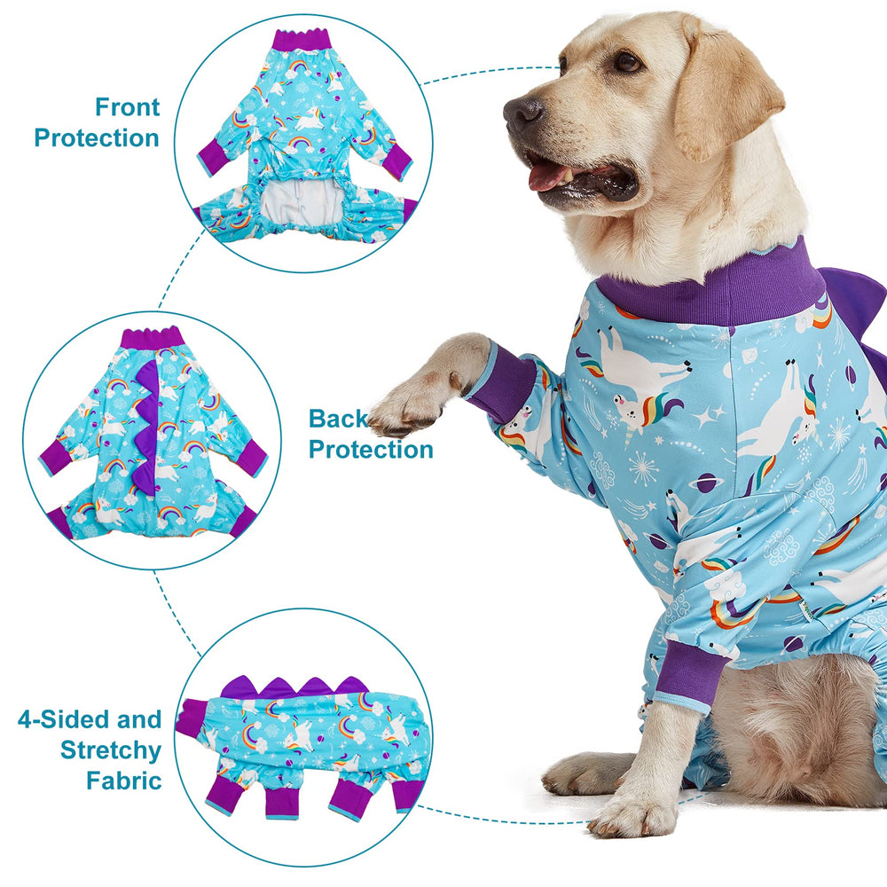 LovinPet giant dog pajamas with secure four-leg cuffs for a snug fit