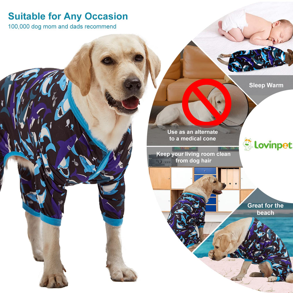 LovinPet large-dog-onesie-breathable-soft-fabric for night-time warmth.