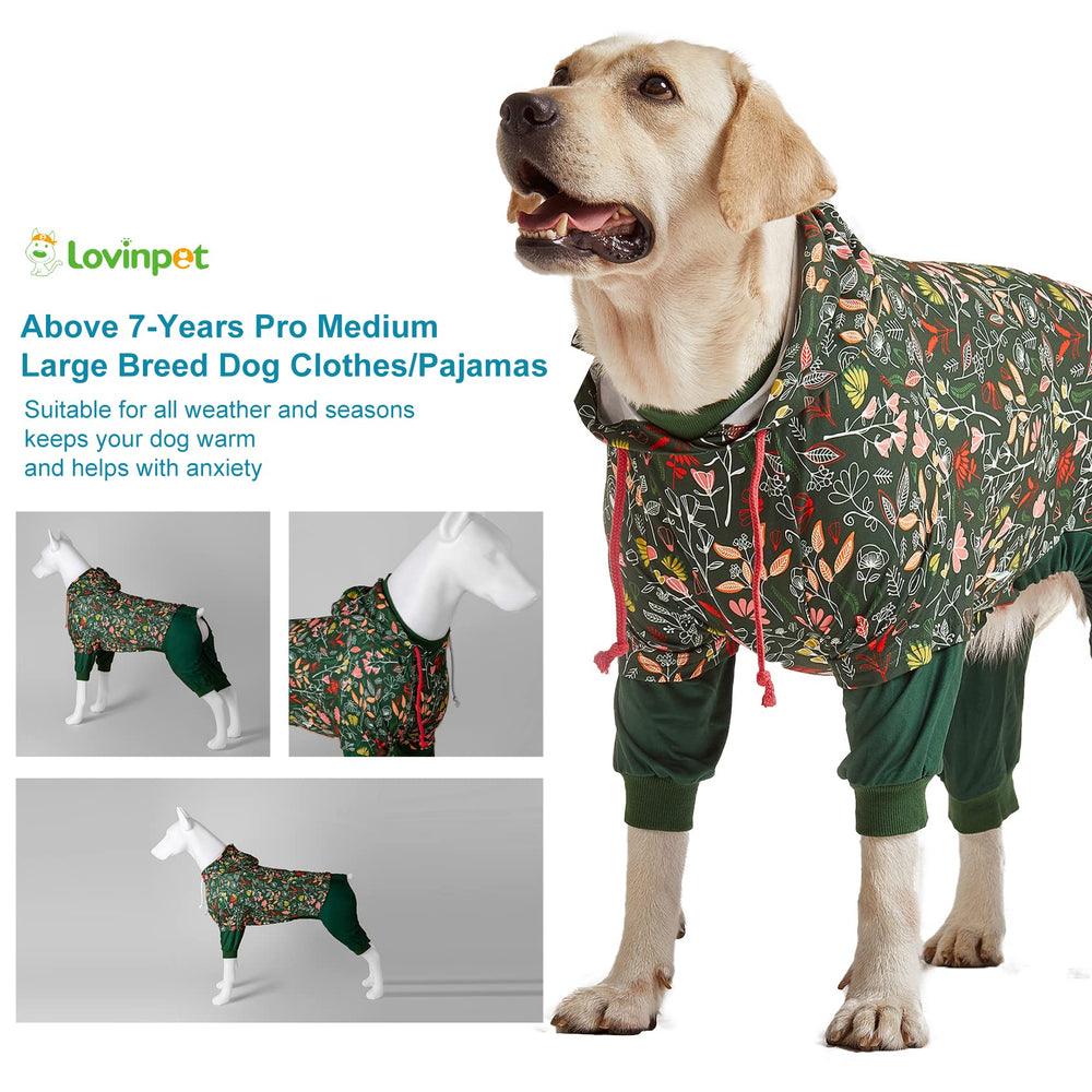 LovinPet large dog onesie dew-moss dark green print for stylish photos