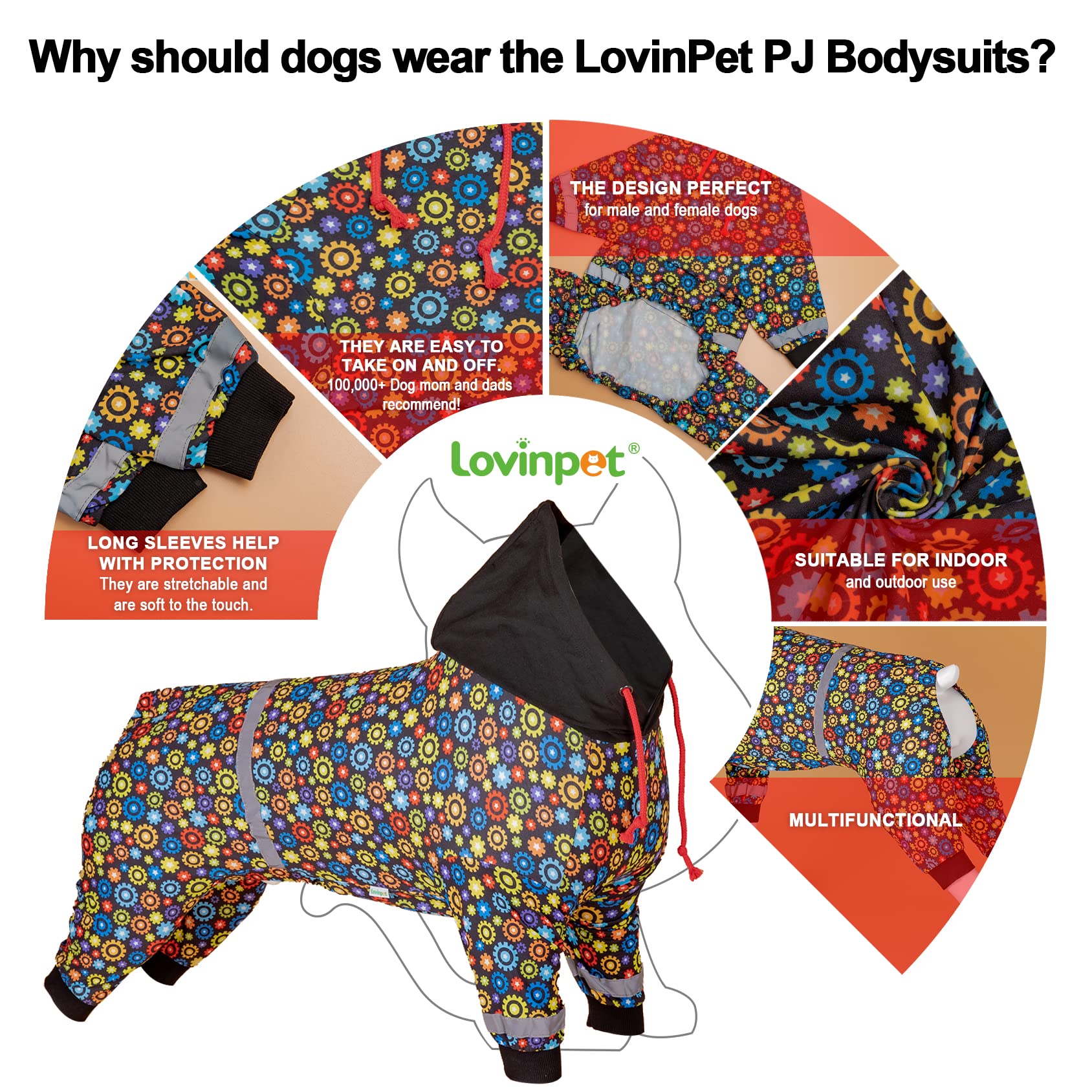LovinPet large dog onesie easy-on-off design reduces fuss during dressing for dogs