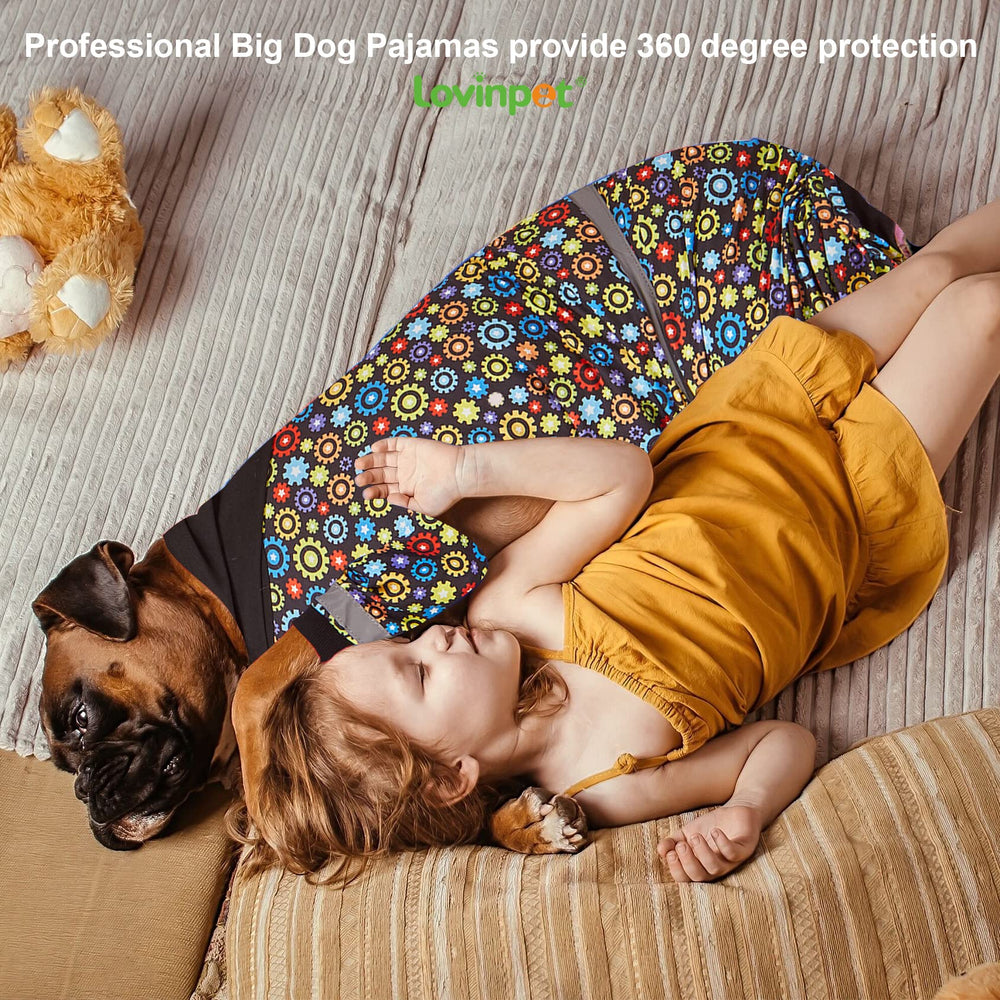 LovinPet large dog onesie machine-washable fabric is easy to care for busy pet parents