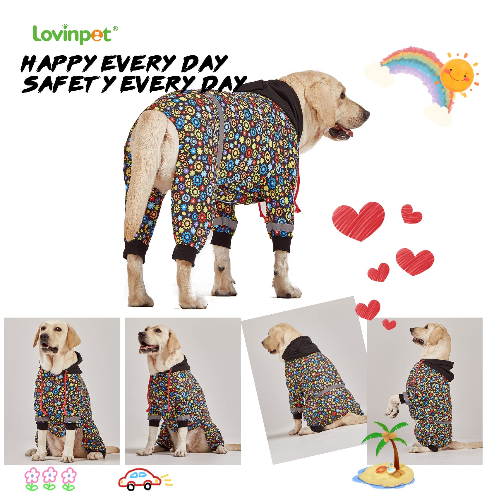 LovinPet large dog onesie reflective night-walk belt helps visibility and safety