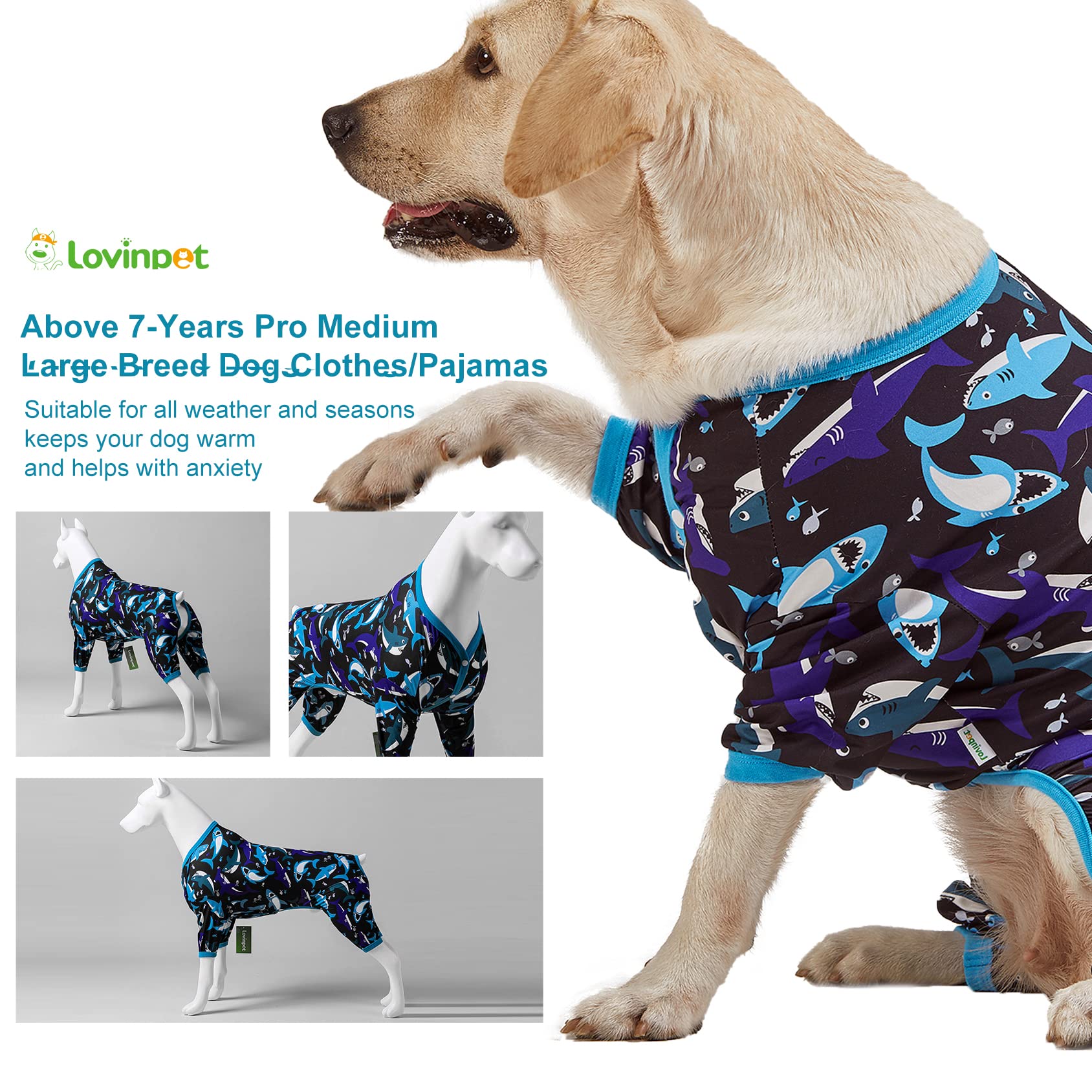 LovinPet large-dog-onesie-pitbull-fit for strong-coated breeds.