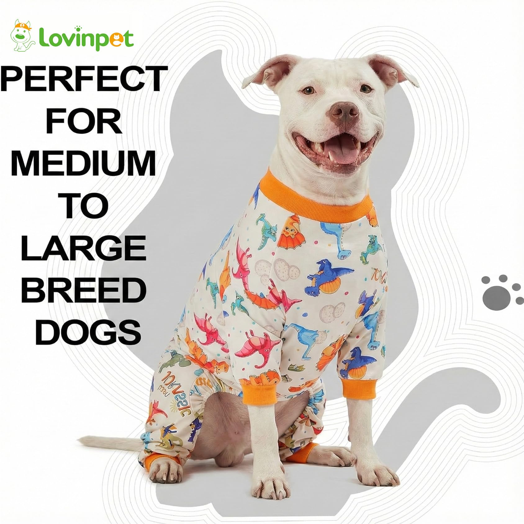 LovinPet Large Dog Pajamas Dino Egg Spikes front view with playful spikes