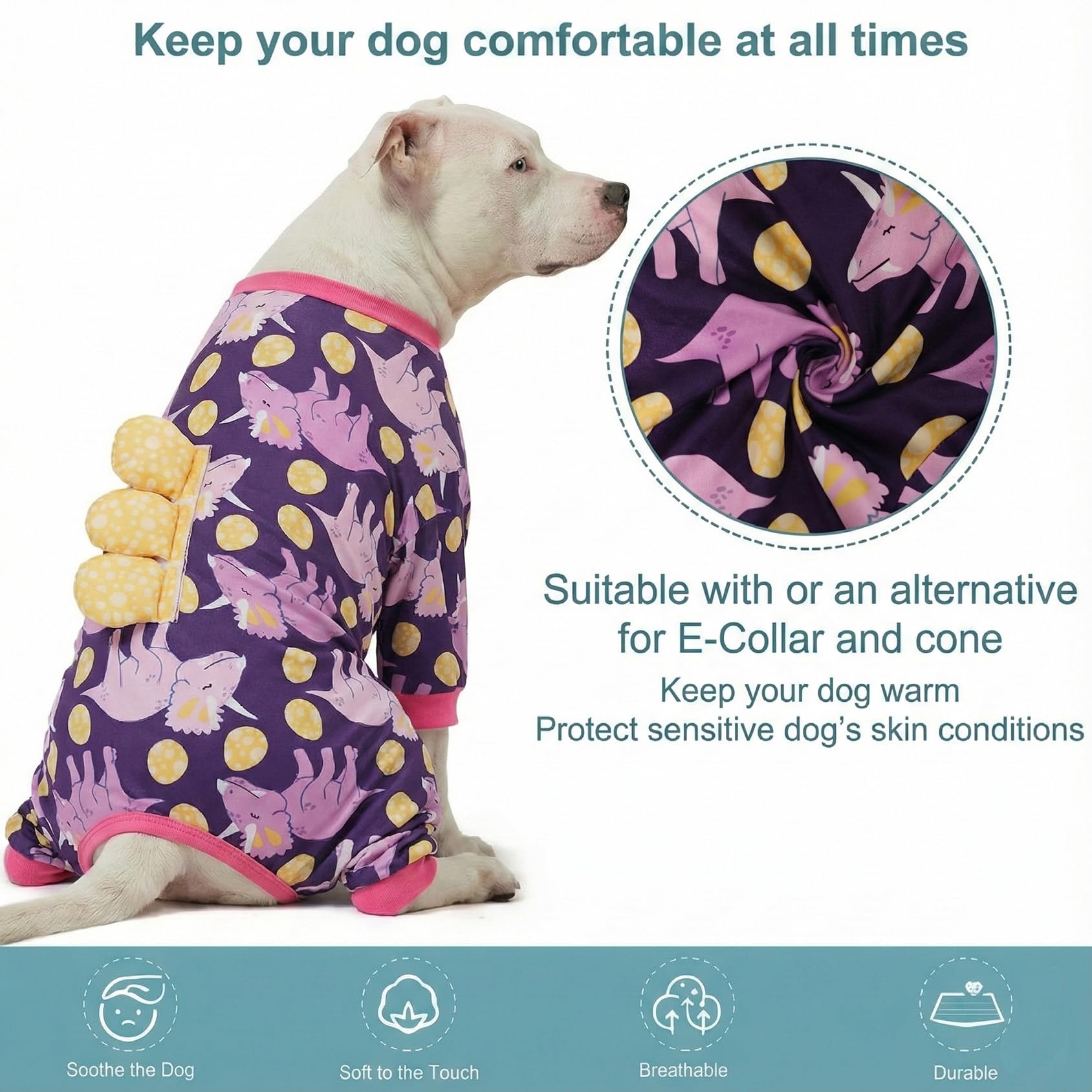 LovinPet large dog pajamas easy-on/off closure for quick changes