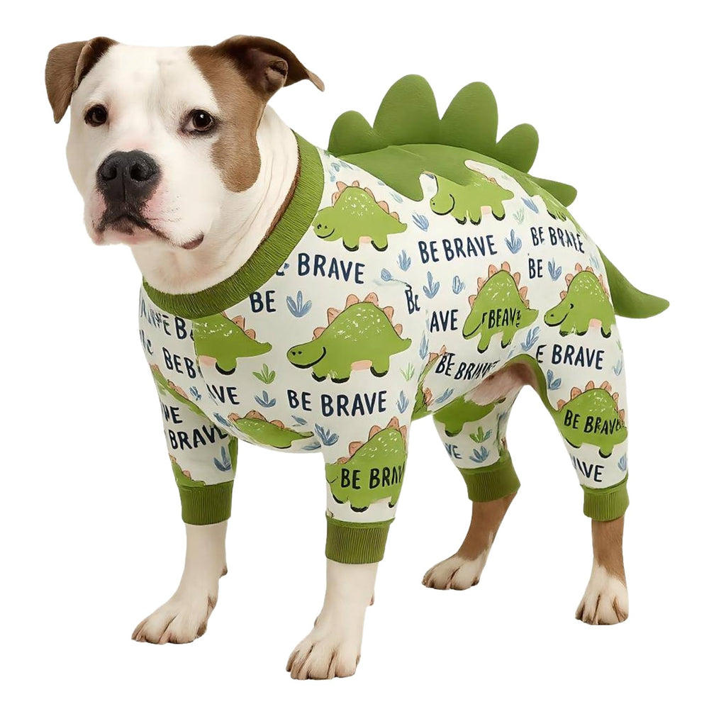 LovinPet large dog pajamas four-leg onesie front view shows cozy fit for bigger breeds