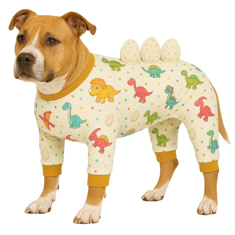 LovinPet Large Dog Pajamas four-leg onesie front view shows calming fit for anxious dogs