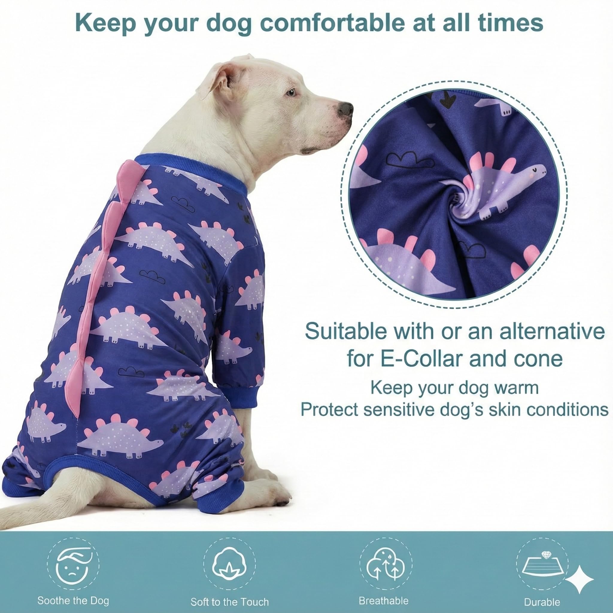 LovinPet large dog pajamas post-op-recovery-coverage shows light incision protection at home