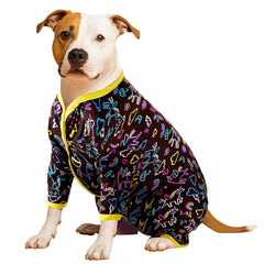 LovinPet large dog pajamas showcase a unicorn print in blue knit for cozy comfort