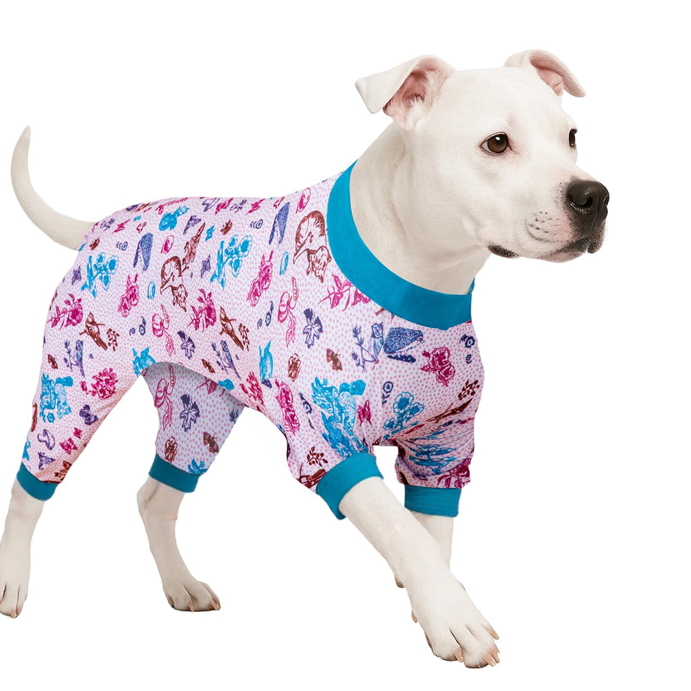 LovinPet large dogs pajamas front view for easy pullover fit for big breeds