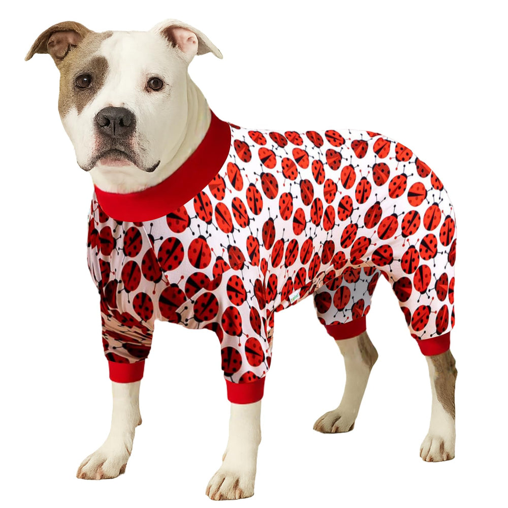 LovinPet large dogs pajama pitbull onesie front view for comfy sleep