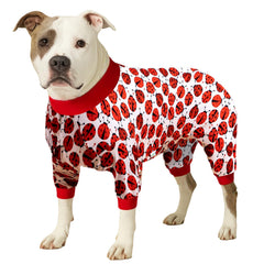 LovinPet large dogs pajama pitbull onesie front view for comfy sleep