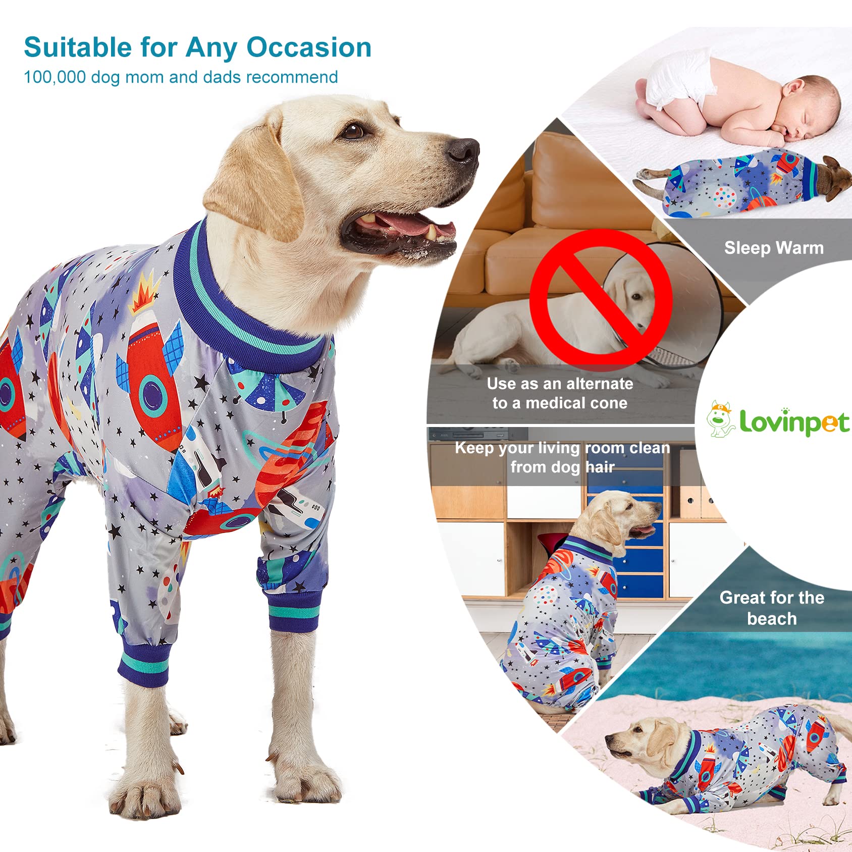 LovinPet large dog pajamas knee-area coverage in action