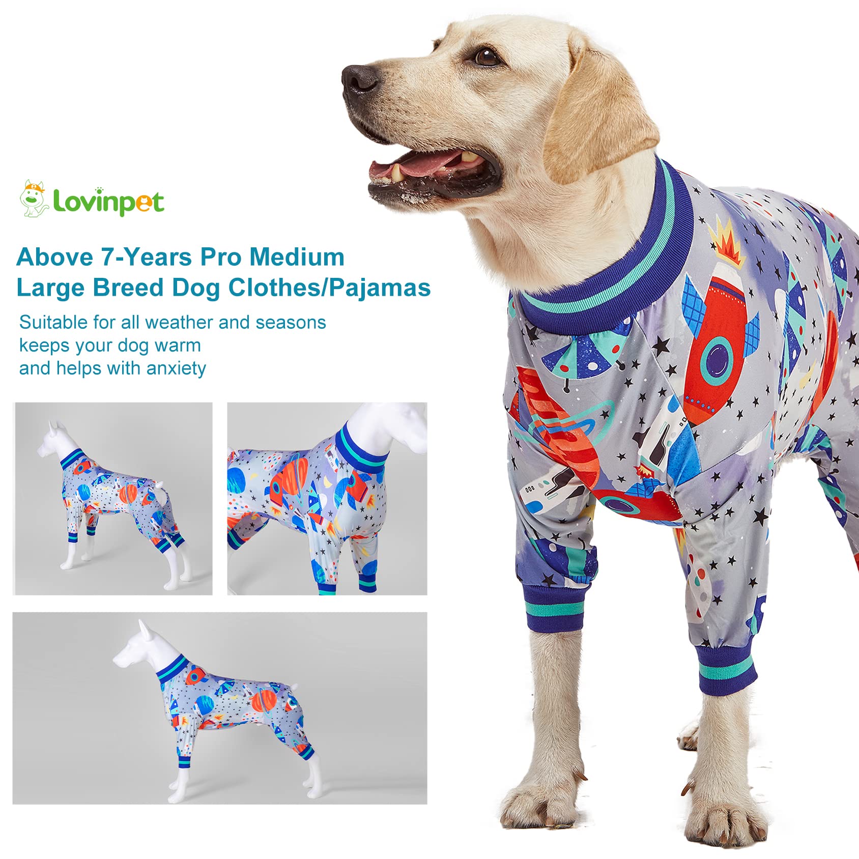 LovinPet large dog pajamas UV-friendly fabric in use