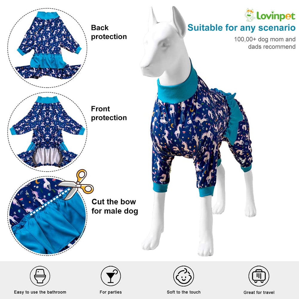 LovinPet mermaids unicorns blue white print offers playful style for daily wear.