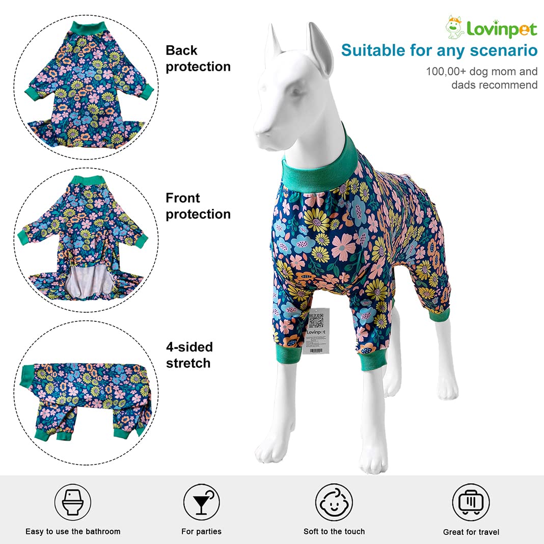 Warm, light fabric helps keep large dogs cozy through recovery and daily activities.