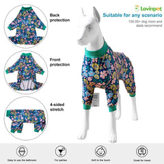Warm, light fabric helps keep large dogs cozy through recovery and daily activities.