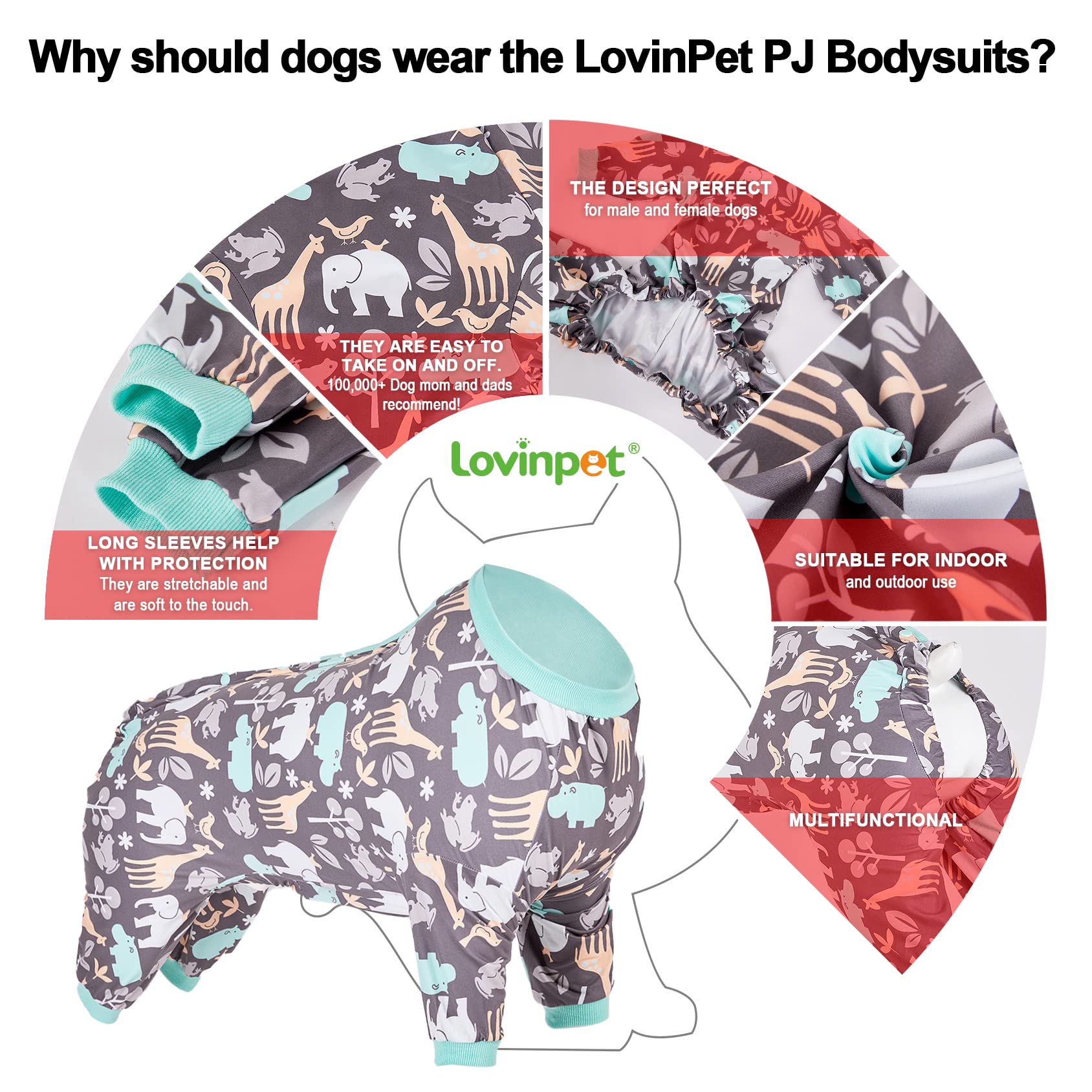LovinPet Full-coverage Dog Pajamas indoor outdoor wear