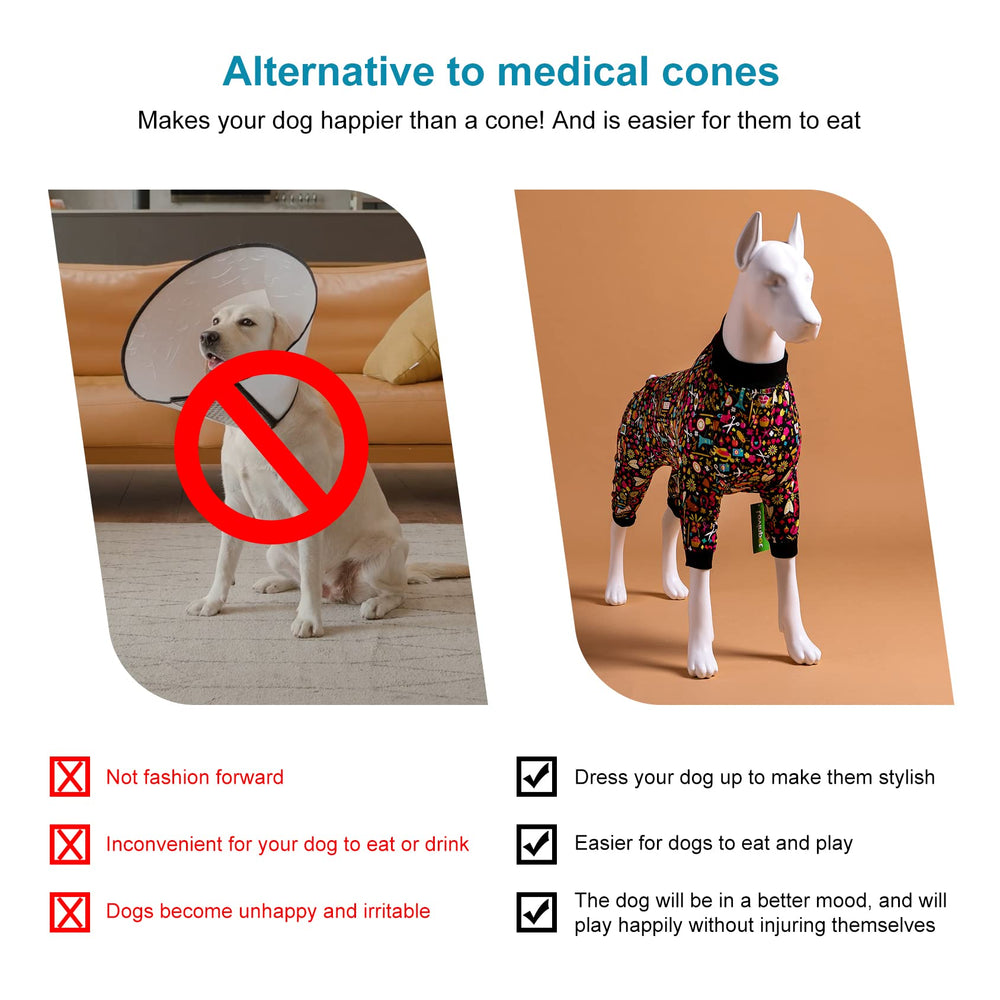 LovinPet 2XL dog pajamas demonstrating easy on-off design