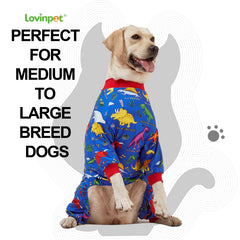 LovinPet Pitbull large dog clothes for post-surgery coverage and paw protection.
