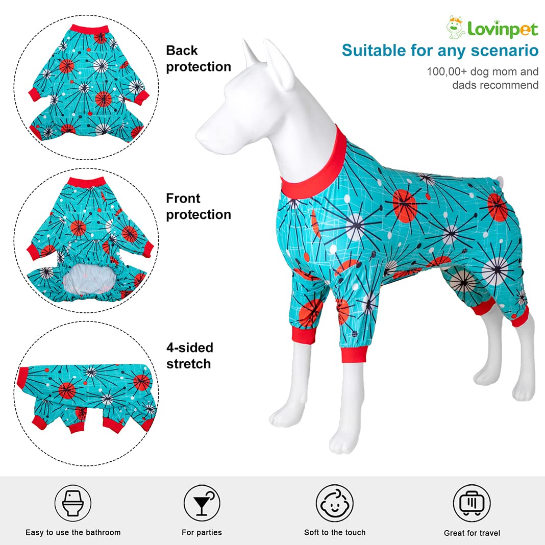 LovinPet Pitbull PJs back view shows secure fit without bulk for active dogs.