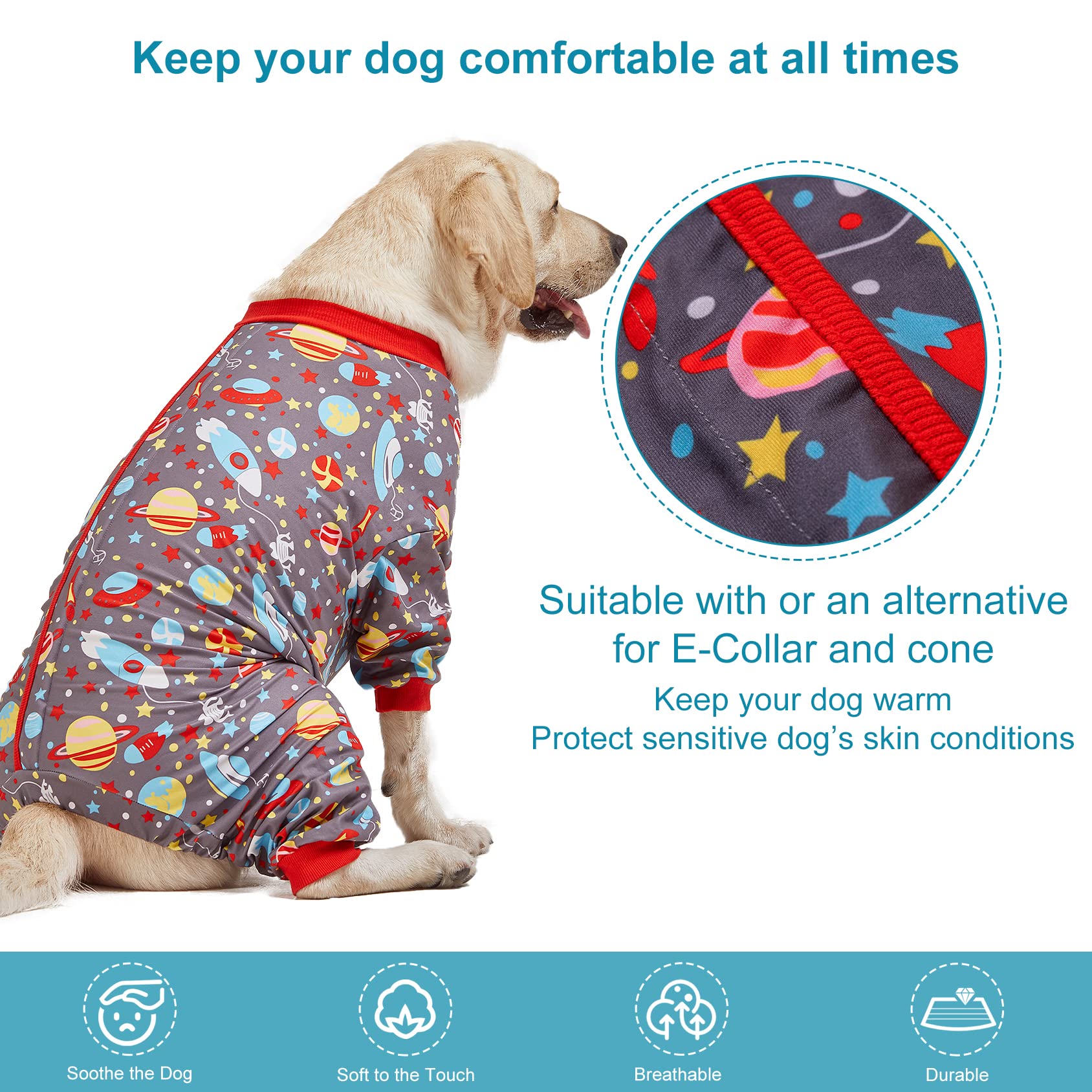 LovinPet post-surgery protection pajama covers knee and wound areas for comfortable rest