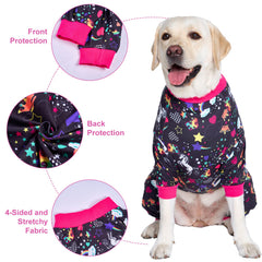 LovinPet PJS unicorn-rainbow-print offers adorable style and may ease anxiety.