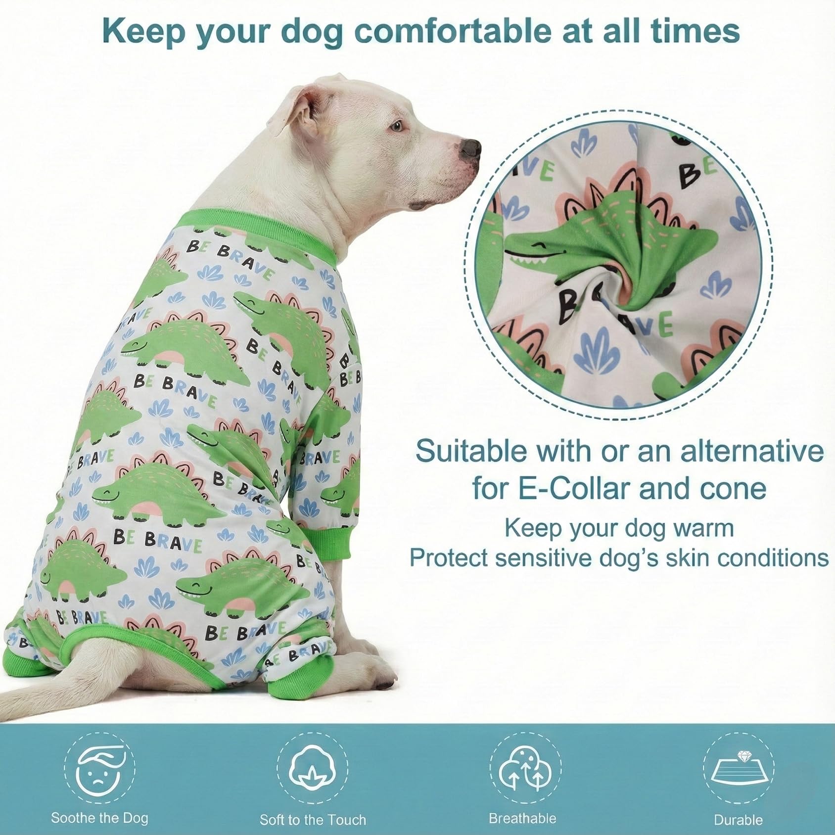 LovinPet post-op coverage onesie in-use shows deterrence of licking and protection for incisions