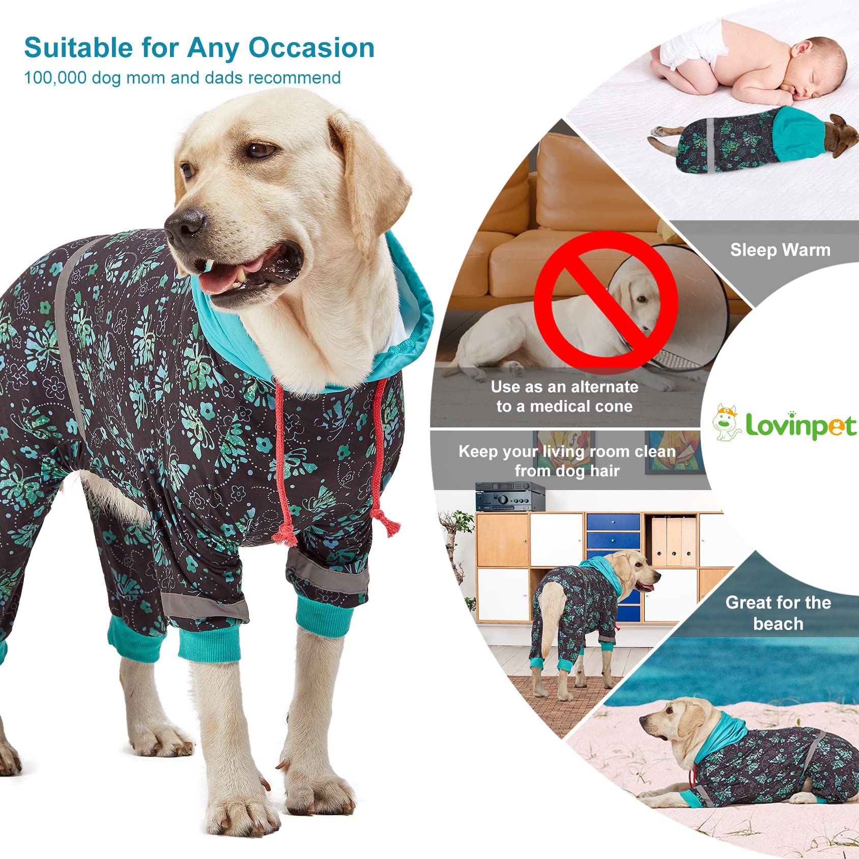 LovinPet post-surgery pajama provides coverage to help reduce licking.