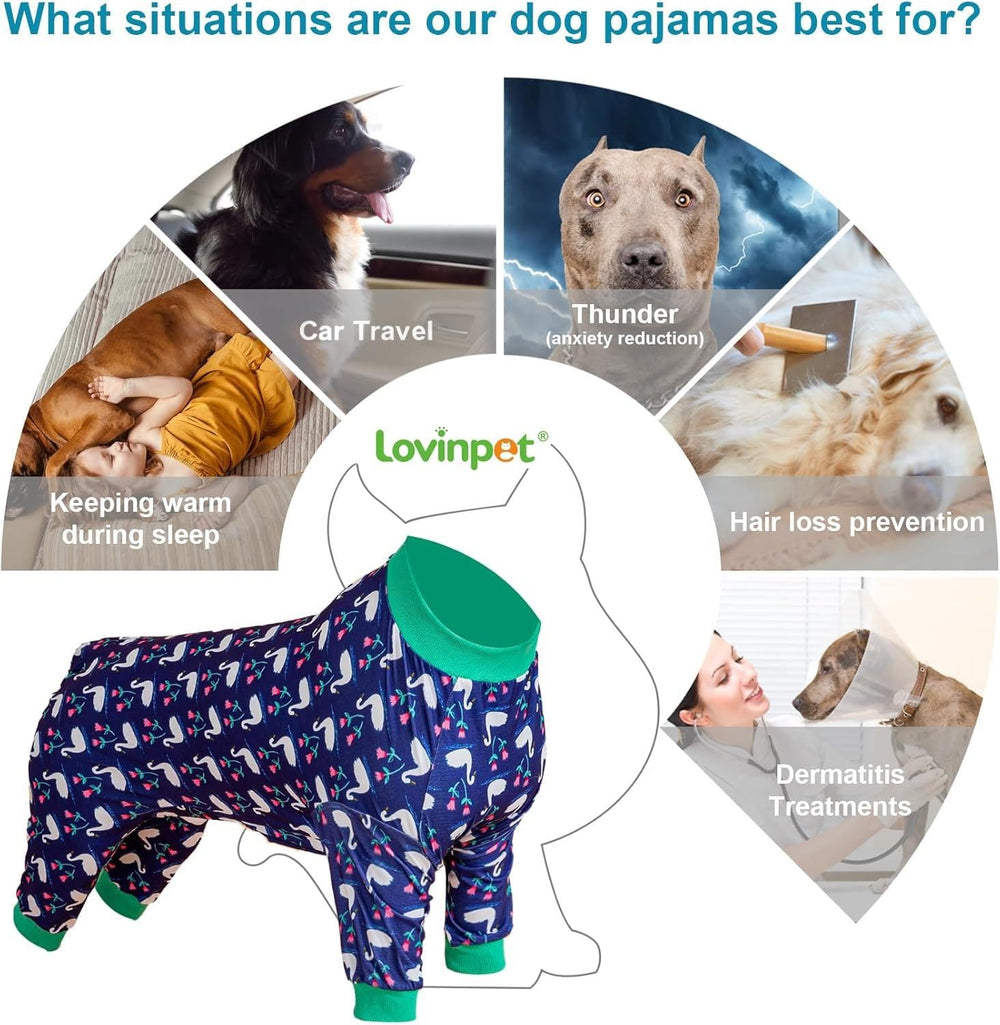 LovinPet post-surgery-recovery-dogs pajama design provides soft full-coverage