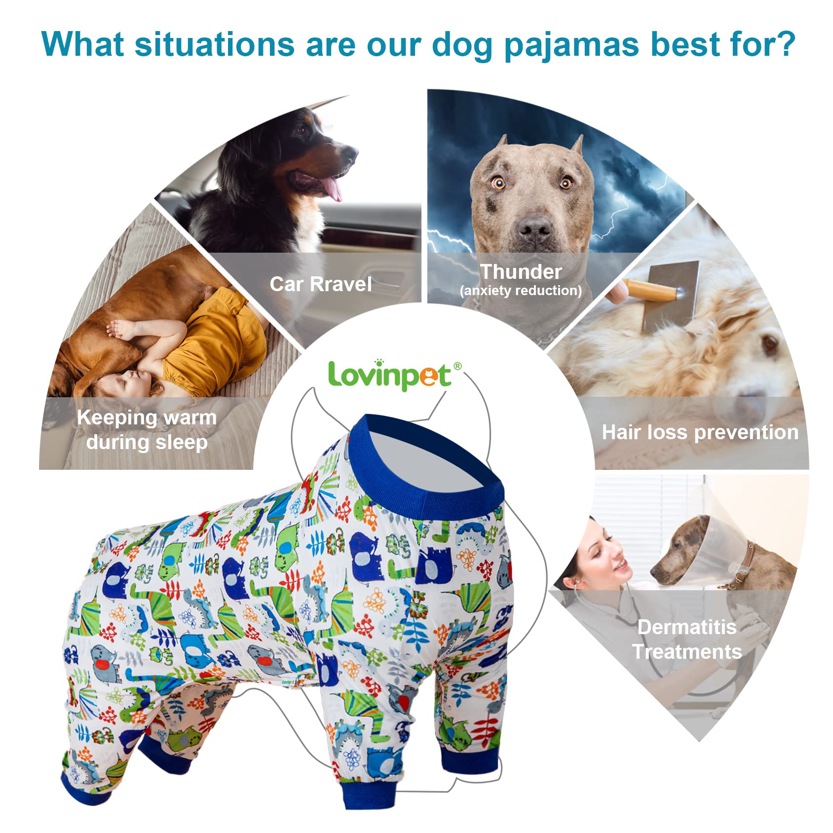 LovinPet protective recovery suit knee coverage helps prevent itching.
