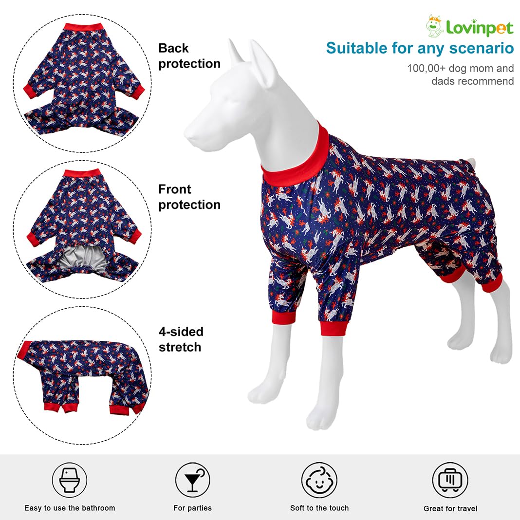 LovinPet recovery bodysuit navy unicorns print closeup detail