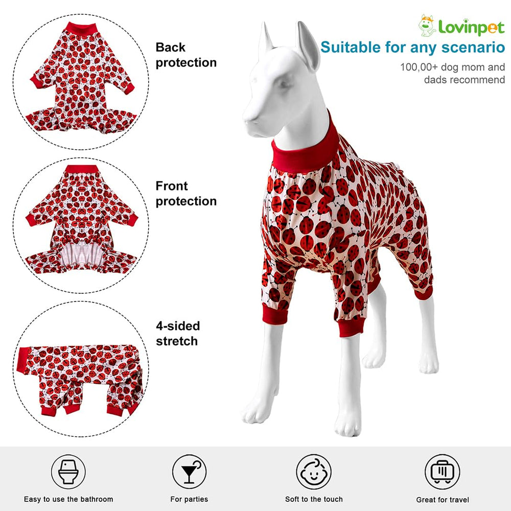 LovinPet red ladybugs print crew-neck front shows playful sleepwear