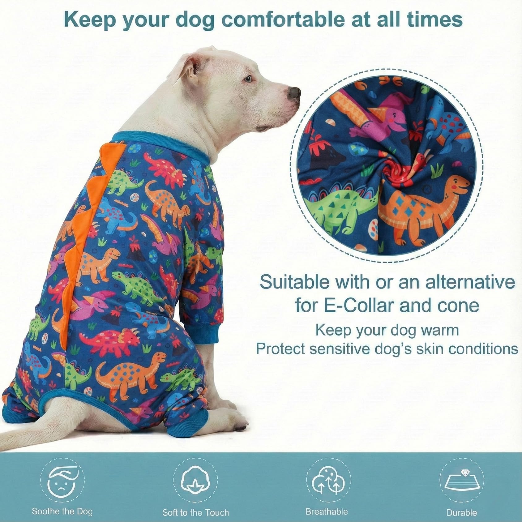 LovinPet roomy-fit design covers chest and belly for bigger breeds.