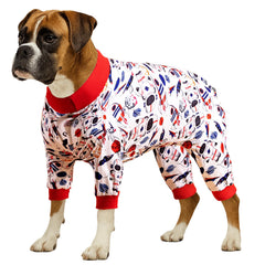 LovinPet space snow prints pullover keeps large dogs warm during outdoor play.