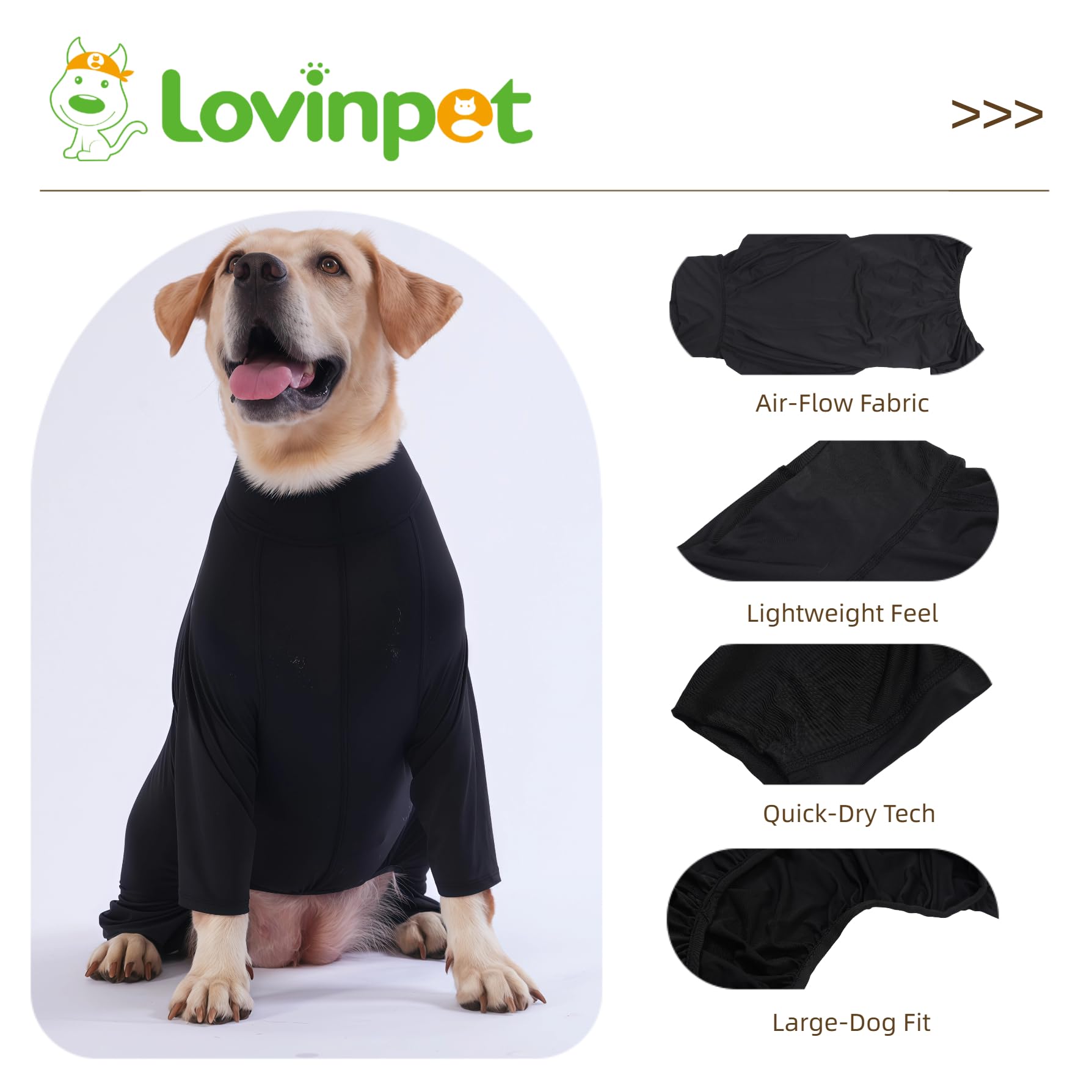 LovinPet UPF50+ dog shirt shedding-control close-up for a cleaner living space.